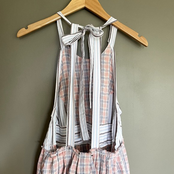 Free People Color Theory Midi Dress Pink Combo Size XS Plaid Backless Sleeveless - Picture 11 of 16